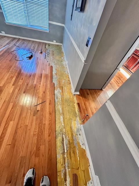 Completed a repair to this pre-finished solid hardwood today in Fairburn, GA.