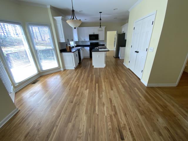 Replacing carpet in bedrooms and refinishing wood floors on main level.  