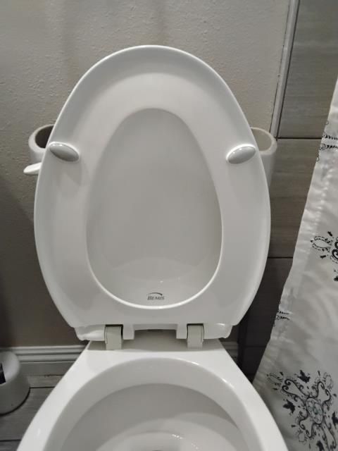 To remove old broken toilet seat install a slow closing elongated toilet seat, also to pull and reset toilet in hallway bathroom. Also has to re-glue abs closet ring.
90 days warranty on workmanship