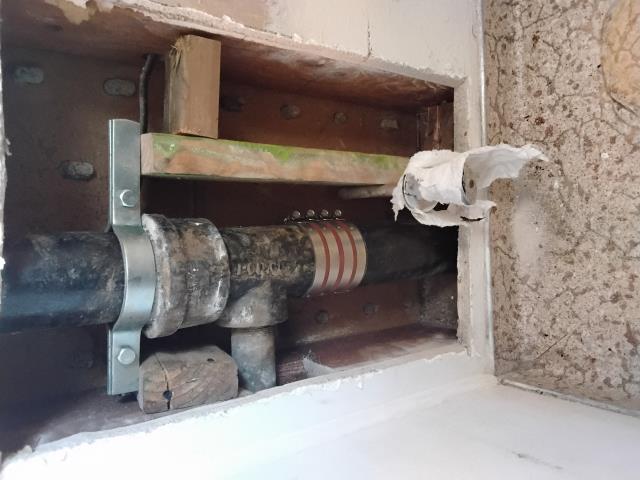 To removed  toilet cut drywall to cut roof vent crawled underneath house removed 4 in closet bend,santee and 4 in comby and approximately 4 ft of 4 in cast iron ,will install 4 in abs fittings and 4 in abs pipe and reconnect to roof vent and sewer line.