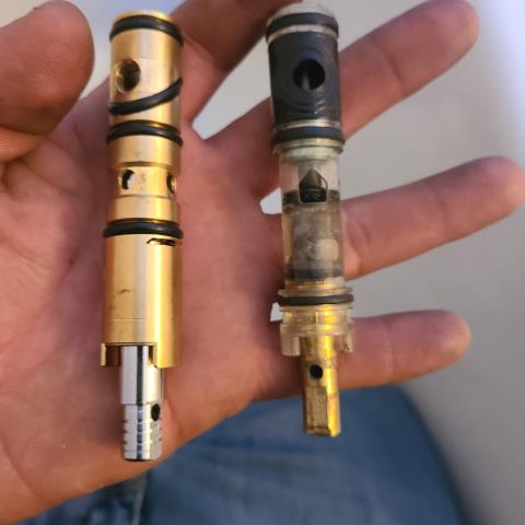 Shower Cartridge and trim: During inspection, the shower valve was found leaking due to a worn-out cartridge causing a continuous drip. The trim was also old and cracked, making replacement necessary. We will install a new cartridge and trim to restore proper function.