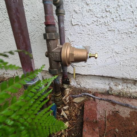 Customer called regarding a malfunctioning pressure regulator. Upon arrival, we tested the system with a gauge and found the pressure at 110 psi, slowly rising to 120 psi, indicating expansion issues. To correct this, we installed a new expansion tank to control pressure buildup and replaced the pressure regulator to restore system pressure back to 65 psi. After completing the work, we tested the system for leaks and confirmed everything is functioning properly.
