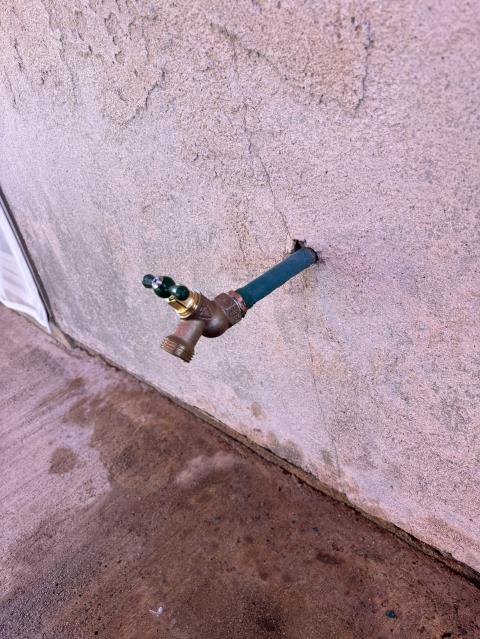 San Bernardino, CA - 
I replaced a leaky hose bib in the backyard with a new half inch hose bib. I offer a 90 day warranty on my workmanship. San Bernardino, CA - 
I replaced a leaky hose bib in the backyard with a new half inch hose bib. I offer a 90 day warranty on my workmanship.