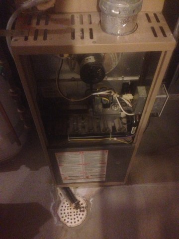 Furnace repair call. 12 year old Luxaire furnace. Furnace has a bad ignitor, and flame sensor. Model number PCUHBLD12N100A. If your furnace won't light, or stay light have it repaired today.