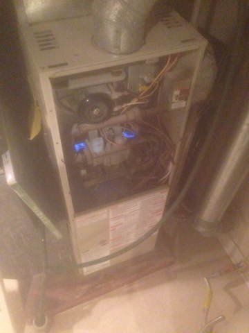 Emergency furnace repair. Customer has a 18 year old Bryant furnace. Model 395CAV024070. Furnace will not turn on. Install new thermostat. If your furnace is older than 12 years old have it inspected. 