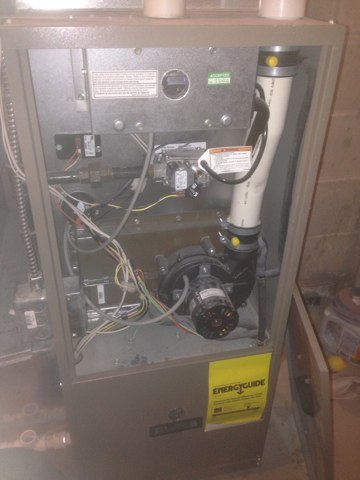 Furnace repair call. Customer has a 8 year old Luxaire furnace. Model GM9S060B12UP11K. System will not start. Install new inducer pressure switch. If your furnace is having problems call us today.