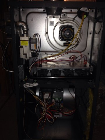 Furnace replacement. Remove existing Coleman furnace. Install a new Goodman furnace model GMH80803BN