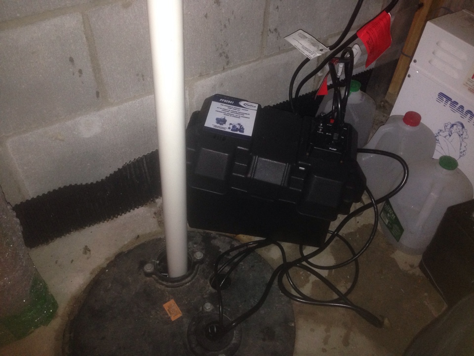 Plumbing repair. Customer has a 5 year old Watchdog sump pump. Pump is not working. Install a new Proflo battery back up sump pump package. If your sump pump is not working. Call for service today. 