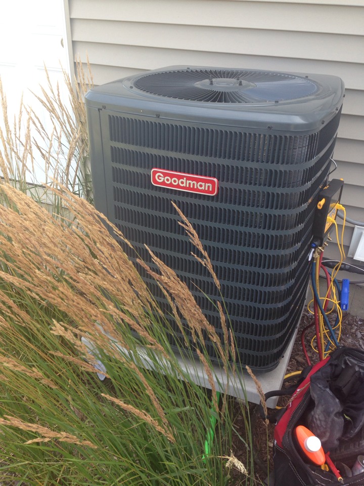Air Conditioner replacement. Install a new Goodman A/C. Model GSX130421BC. 