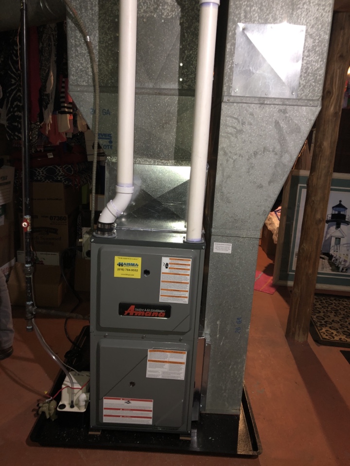 Installed 96% efficient Amana furnace and chimney liner in Sparta, Michigan. 