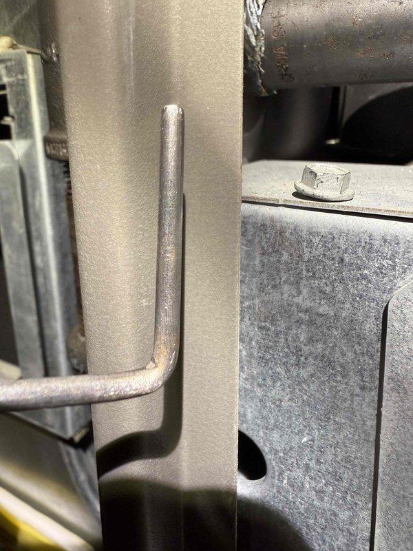 Completed scheduled MVP Heating maintenance service. Inspected heat exchanger components for proper operation, noted normal heat discoloration patterns on heat element surfaces. Examined structural support brackets and fasteners, confirming all components are secure with no signs of significant wear or deterioration.