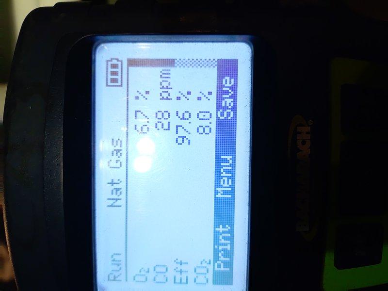 Performed comprehensive tune-up on 2-year-old furnace. Conducted combustion analysis using Fieldpiece analyzer, confirming optimal gas combustion efficiency readings. Inspected and cleaned blower wheel assembly, ensuring proper operation and airflow for heating season.
