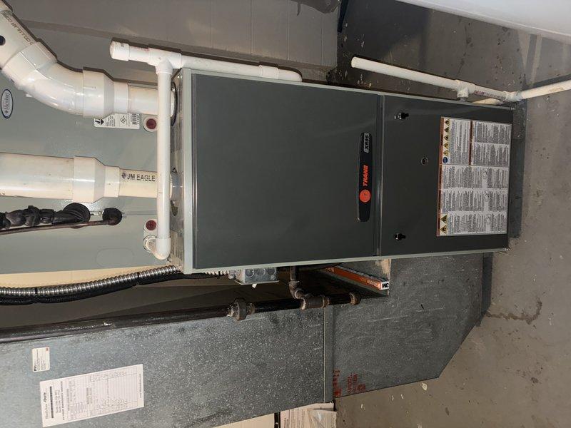 Performed scheduled MVP maintenance service on 10-year-old Trane furnace system. Inspected complete installation including furnace unit, JM Eagle PVC venting configuration, and all connection points. System is functioning within normal parameters with no immediate concerns identified.