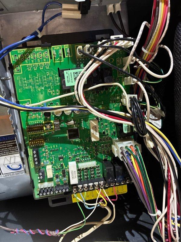 Completed routine maintenance on 5-year-old gas furnace with MVP system. Inspected control board connections and wiring harnesses for proper operation. Performed combustion analysis with readings of O2 10.1%, CO 25ppm, CO2 6.1%, with Lambda at 1.93, confirming unit is operating within manufacturer specifications.