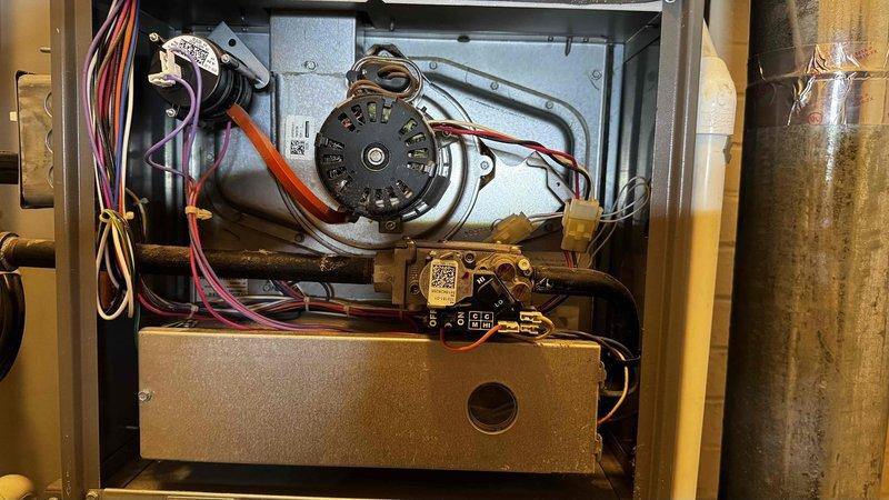 Performed scheduled MVP Heating maintenance visit. Inspected electrical control system components, examining circuit board connections and terminal integrity. Verified proper function of blower motor assembly and confirmed all wiring connections were secure with no visible damage to components.