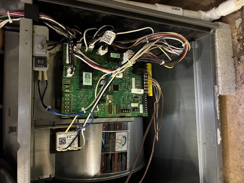 Completed preventive maintenance tune-up on customer's furnace. Inspected and serviced internal components including circuit board, electrical connections, and blower assembly. Checked wiring harness integrity and examined control panel functionality. System is operating correctly with no issues identified.