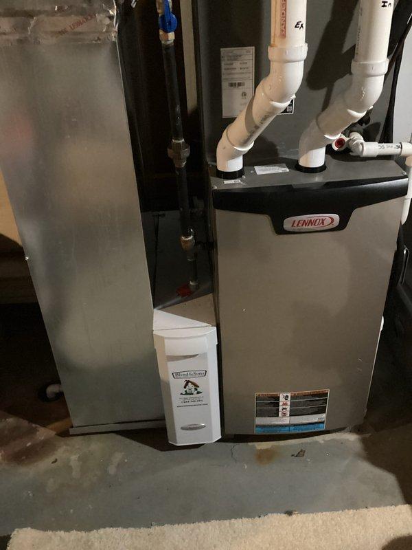 Performed recurring MVP Heating Visit on Lennox furnace system. Inspected and verified clean air filter installation with proper seating in filter housing. Checked all PVC ventilation lines, condensate pump functionality, and connection points for proper operation and sealing. System functioning normally with no issues identified.