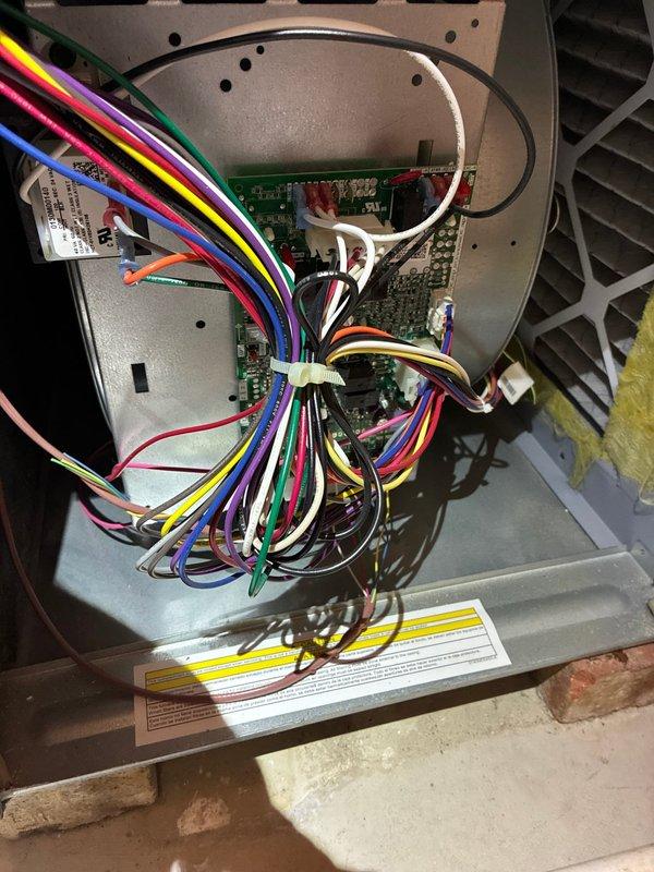 Performed scheduled MVP maintenance on residential gas furnace. Inspected heating system components including control board wiring connections, exhaust venting, and condensate drainage system. All systems verified operational with no issues detected.