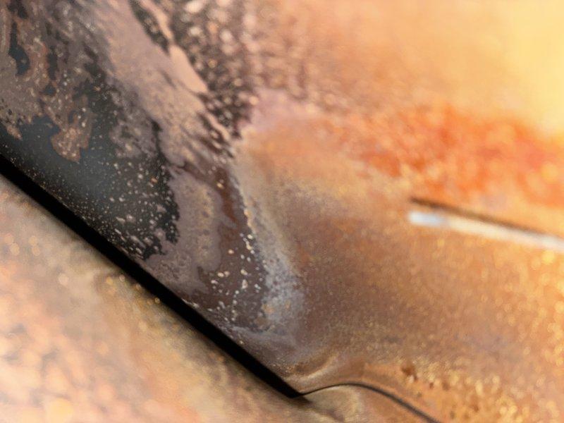 Performed routine burner maintenance on a 1-year-old furnace under MVP maintenance plan. Identified significant oxidation and corrosion on heat exchanger components, particularly on metal fins and ventilation surfaces. Cleaned affected areas and documented progressive deterioration for monitoring during future service visits.