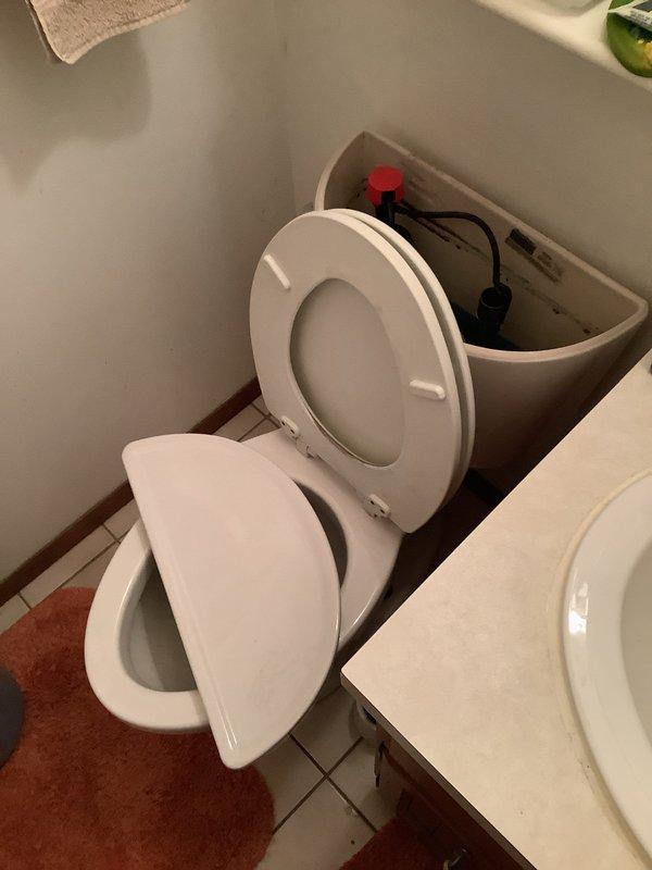 Successfully installed two Champion toilets (Model #2034314.020) as requested by the customer, replacing the previous fixtures. Both units were properly installed, secured to the floor, and tested to ensure proper water flow and flushing capacity with the requested 2.6 gallon American Standard Super Flush system.