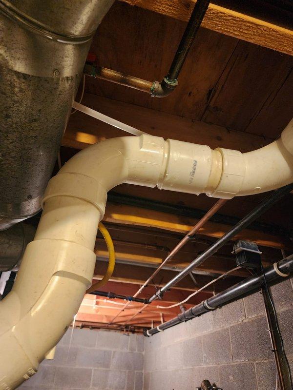 Completed return service call for Taylor to replace previously identified leaking section of PVC drainage pipes in basement area. Installed new PVC pipe sections with proper joints and connections, resolving the drainage issue. All components were tested and confirmed to be functioning properly with no leaks.