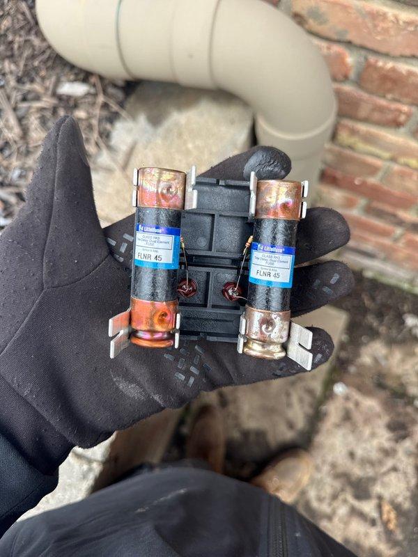 Successfully installed dual 80% efficient furnaces with two air conditioning units and two humidifiers for complete HVAC system replacement. Properly connected all electrical components including fuse holders for system protection. Installed carbon monoxide detector on wall for safety compliance and verified proper system operation before completion.