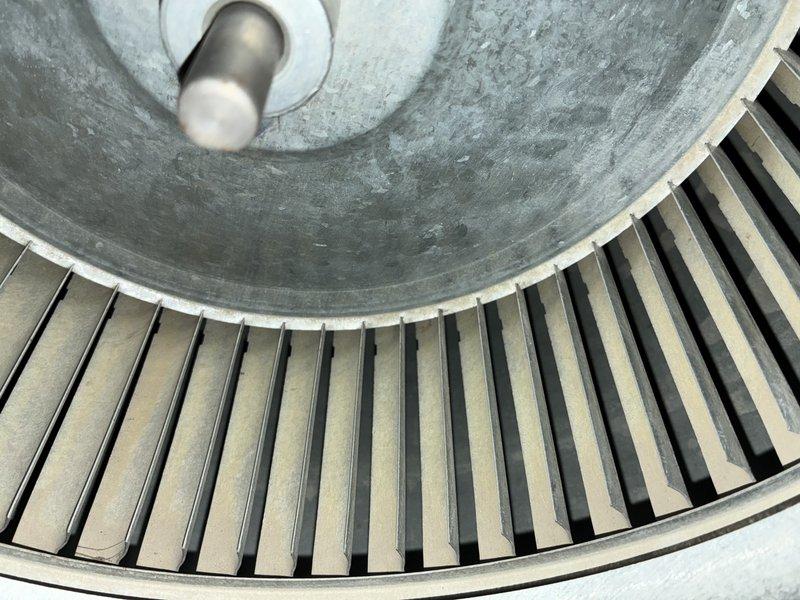 Performed routine furnace maintenance on unit of indeterminate age. Inspected and cleaned blower wheel assembly which showed normal wear patterns without significant debris accumulation. Examined evaporator coil assembly which displayed light dust buildup on the serpentine tubes and housing. System is maintenance verified through 2025.