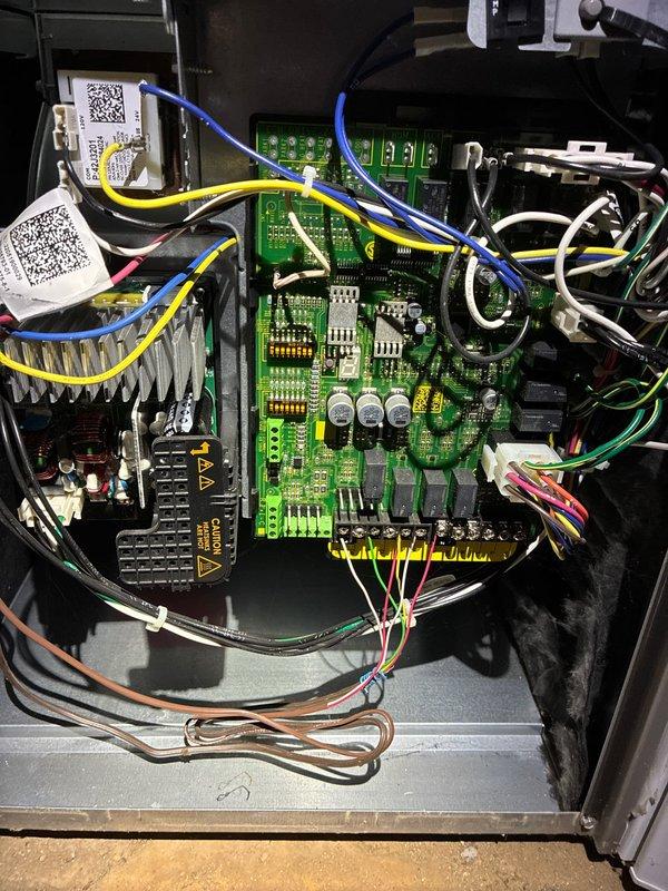 Performed scheduled MVP heating maintenance visit on 2-year-old system. Inspected control board and wiring connections, finding a loose mounting bracket which was secured. All electrical components verified operational with proper connections maintained.