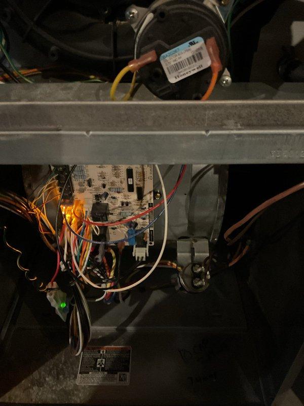 Performed annual furnace maintenance service for MVP member. Inspected and tested electrical components including circuit board, motor assembly, and gas valve. System operational with all connections secure and functioning properly.