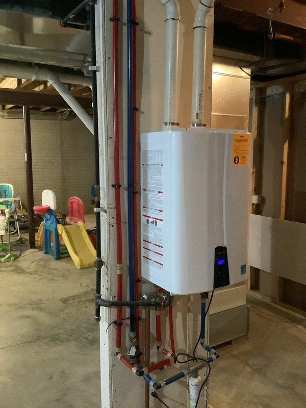 Performed comprehensive maintenance service on customer's water treatment system including tankless water heater flush, reverse osmosis system maintenance, and water softener service. The tankless unit (wall-mounted with PVC ventilation) was thoroughly flushed to remove mineral buildup and ensure optimal performance. Also serviced the multi-stage filtration system and WaterPro softener, checking all connections and verifying proper operation of all components.