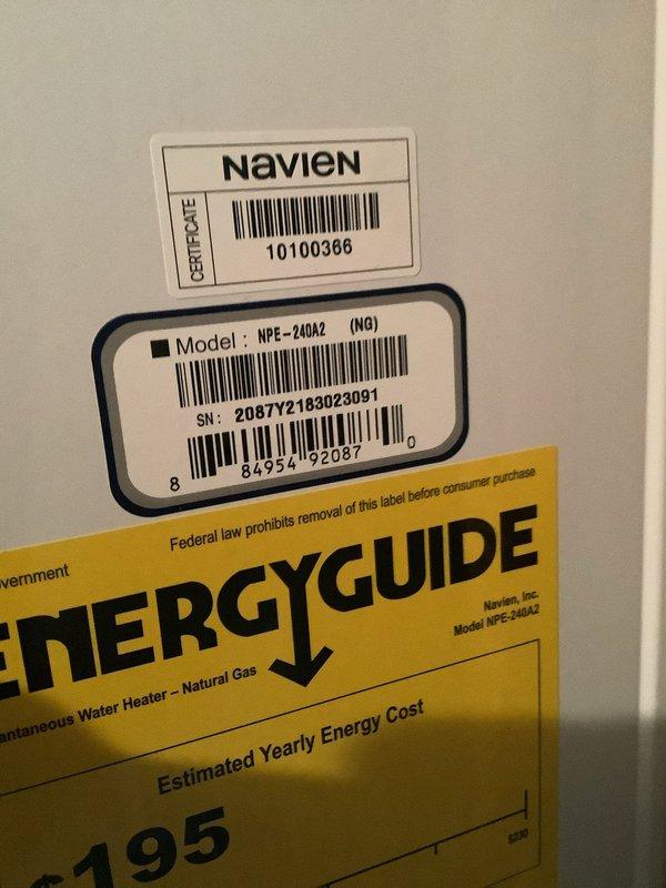 Performed preventative maintenance service on Navien NPE-240A2 (NG) tankless water heater. Completed full descaling procedure to remove mineral buildup and ensure optimal heat transfer efficiency. System was tested after service and is operating within manufacturer specifications.