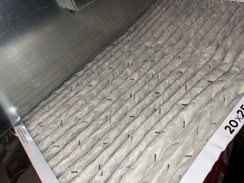 Performed recurring maintenance service on 8-year-old Bryant/S-MVP heating system. Inspected and documented condition of clean, intact air filter with proper pleated structure. Examined control board connections and wiring integrity within the furnace, confirming all electrical components and wire terminations are secure and functioning properly.
