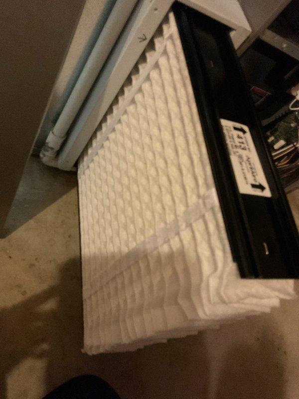 Performed routine maintenance on 8-year-old MVP gas furnace for Mr. [REDACTED]. Inspected system components and replaced air filter with new pleated filter, ensuring proper installation according to airflow direction indicators.