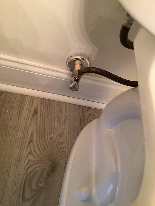 Successfully replaced first floor half bath toilet with new American Standard Champion model featuring right height bowl, elongated design, and slow-close seat. Installed new angle stop and escutcheon, and connected with new braided supply line. All connections tested and verified to be leak-free.