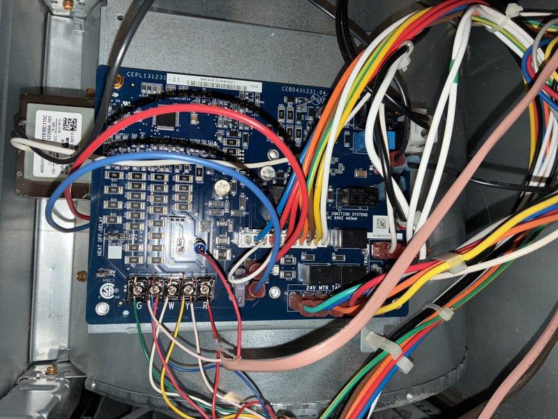 Performed scheduled MVP Heating maintenance service, including comprehensive inspection of furnace components. Accessed and examined internal system elements including blower motor assembly, circuit board connections, and wiring harnesses. All components were verified to be in normal operating condition with proper electrical connections intact.