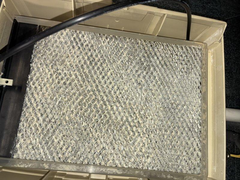 Performed annual furnace maintenance on 9-year-old Trane system with MVP expiring in 2024. Inspected furnace components and exhaust/intake PVC piping. Found heavily clogged air filter with significant dust buildup and possible mold accumulation; replaced with new AprilAire 35 filter to improve system efficiency and air quality.