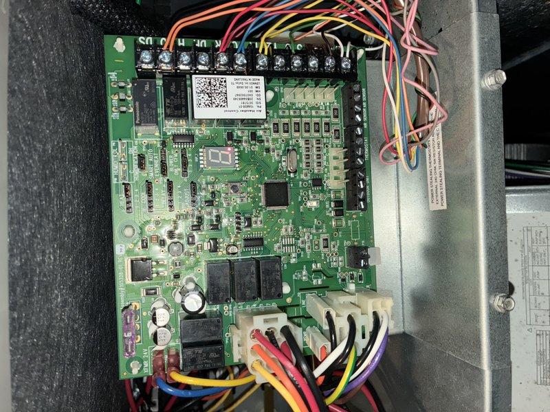 Performed scheduled heating maintenance tune-up on 5-year-old Lennox system to maintain warranty coverage. Inspected control board and electrical connections, finding all components in normal operating condition with no visible issues. Examined ventilation components and confirmed system is functioning properly with no operational concerns.