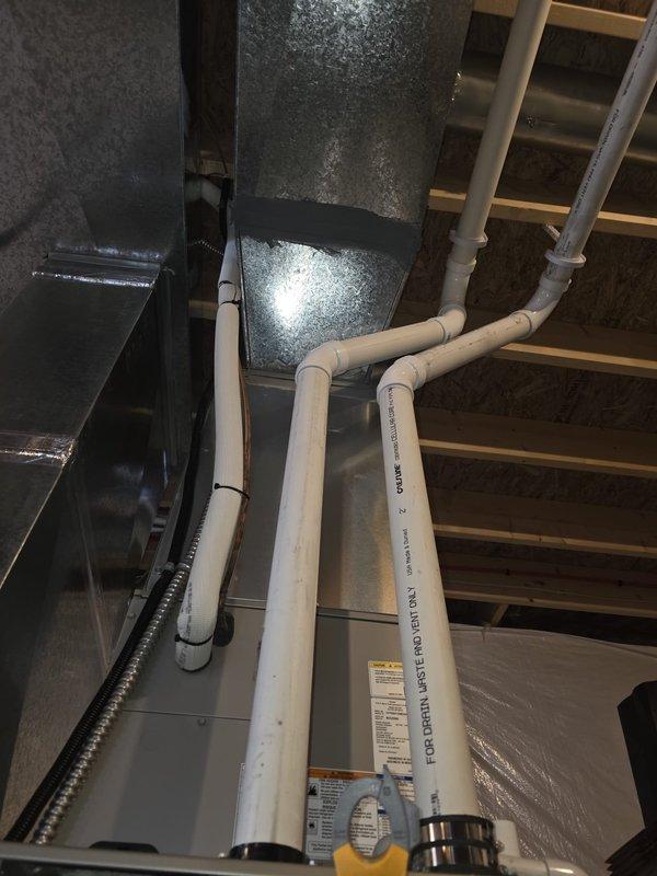 Performed scheduled furnace tune-up on 2-year-old system. Conducted comprehensive inspection of control board connections and wiring integrity. Examined blower motor assembly and verified proper operation. Inspected condensate drainage system and checked PVC venting for proper installation and clearances. All components functioning within specifications after service.