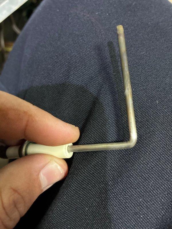 Performed scheduled MVP maintenance service on furnace. Inspected internal components with hex tool and identified rust formation on heat exchanger and metal components, indicating moisture exposure and potential corrosion issues. Will need to monitor rust development on curved metal elements of the heating system.