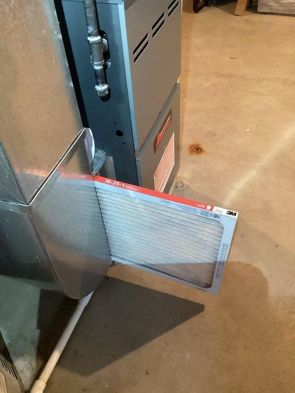 Performed complete furnace maintenance service including inspection of the Aprilaire humidifier system. Identified need for humidifier filter replacement. System filter was removed, inspected, and reinstalled. Customer opted for MVP renewal service.