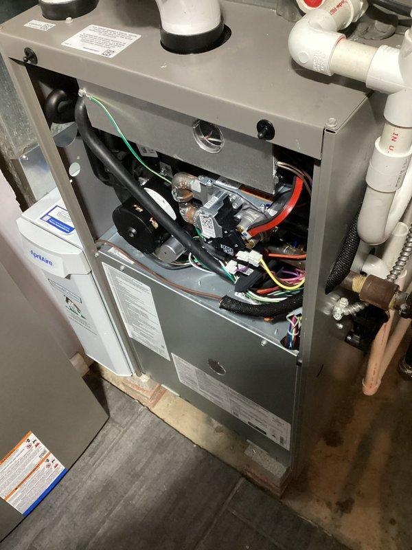 Responded to no heat call for Lennox furnace system. Diagnostic testing revealed thermostat was functioning correctly, but furnace had failed to ignite due to faulty flame sensor. Cleaned flame sensor, reset system, and verified proper operation with multiple heating cycles. System now maintaining set temperature with normal operation confirmed.