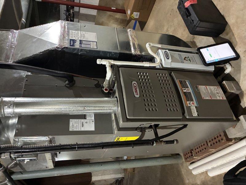 Performed scheduled maintenance on 3-year-old Lennox heating system. Replaced air filter as requested and inspected control board and wiring connections, finding all components in proper working order. System is functioning normally with no operational issues identified.