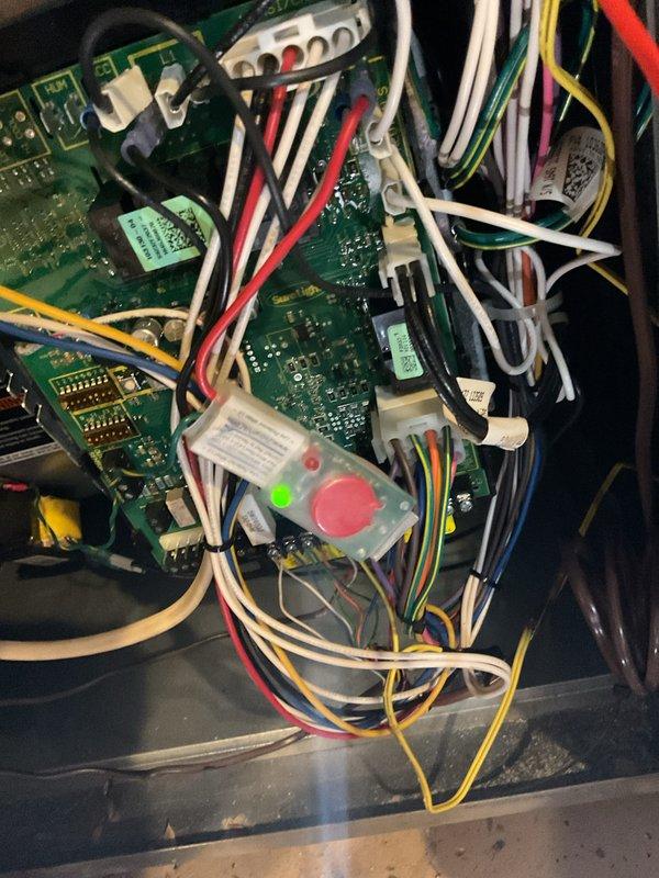 Performed scheduled MVP heating maintenance service on dual-system setup. Conducted comprehensive diagnostic testing of control board circuitry and verified proper voltage readings (5.13V) using digital multimeter. System functioning within normal parameters with all electrical connections secure and operational.