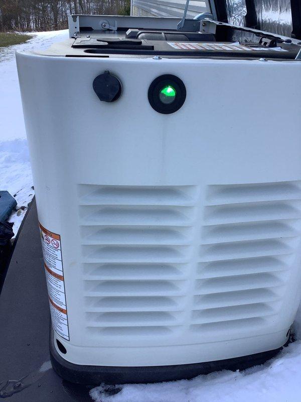 Performed scheduled maintenance service on a 14 KW residential generator system (7 years old). Conducted comprehensive diagnostic testing with KW208 analyzer, which confirmed battery is in excellent condition (SOH:100%, CCA:516A, 13.52V). System operating properly with green indicator light active; no issues identified during inspection.