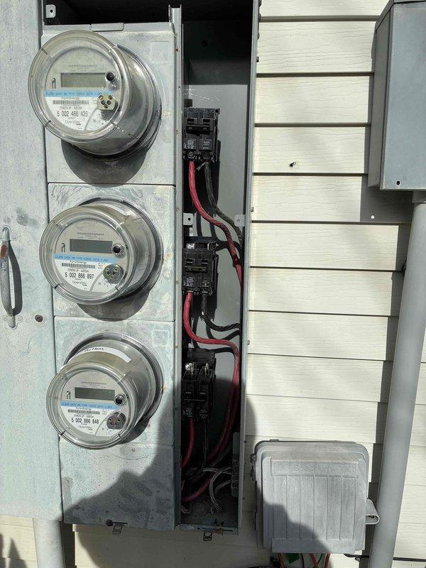 Completed replacement of meter main breaker mount for tenant unit experiencing half-power condition, along with replacement of the tenant main breaker. Additionally, replaced breaker mounts and main breakers for two additional units due to visible corrosion on breaker mounting tabs (bus bar). Work included proper coordination with power company for disconnect/reconnect service and obtaining required permits.