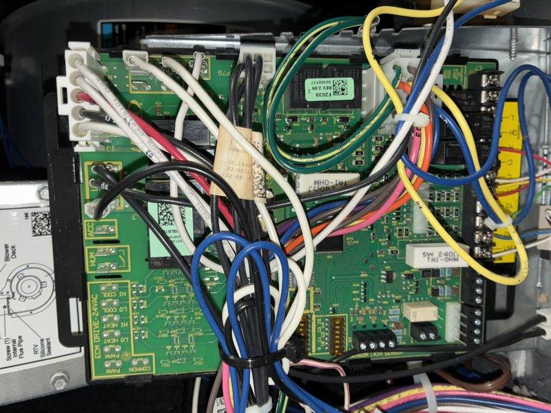 Performed scheduled MVP Heating maintenance service on a 4-year-old system (rescheduled from 11/6). Inspected air filter which showed significant dust accumulation indicating replacement is needed. Examined control board and wiring connections, ensuring all electrical components were properly secured and functioning.