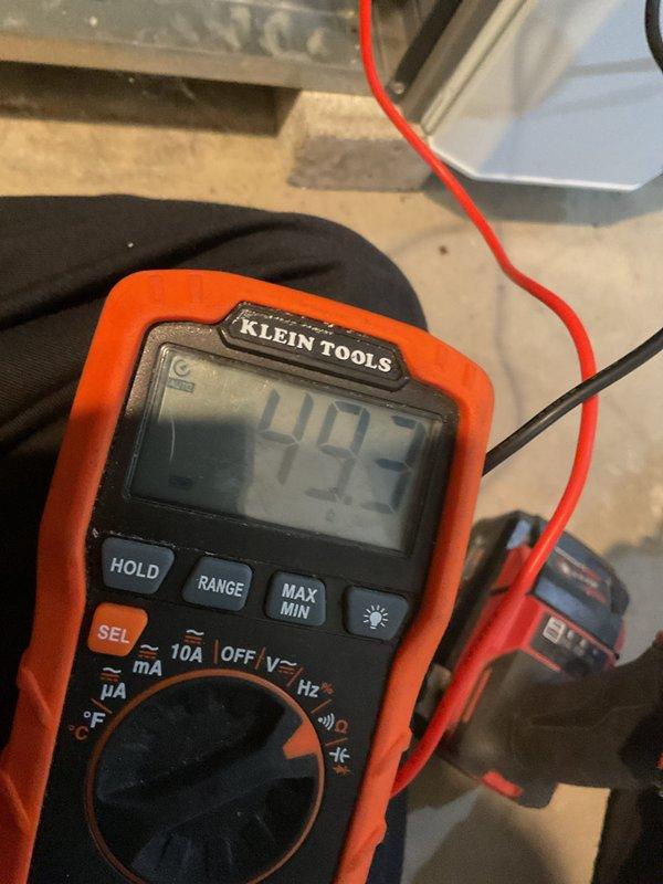 Performed scheduled maintenance on 3-year-old MVP gas furnace. Conducted electrical diagnostics with multimeter showing 49.3V reading. Measured temperature at 68.9°C and pressure at 1100 inH2O using UEi EM720 testing device. System functioning within normal parameters.