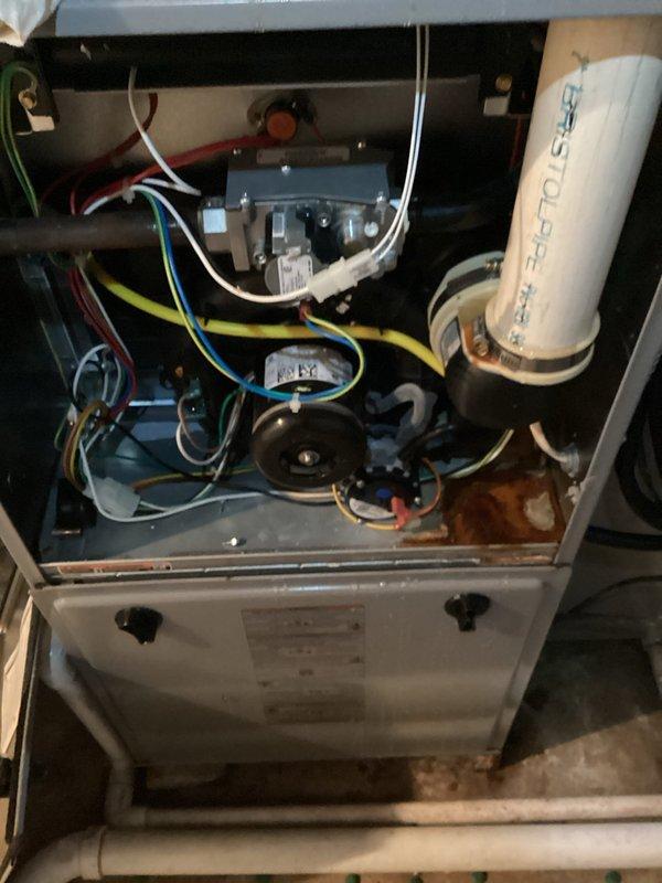 Responded to service call for thermostat malfunction during storm conditions. Inspected furnace system and internal components, noting wiring connections and control module functionality. Diagnosed and resolved thermostat calibration issue causing temperature misreading and cycling problems.