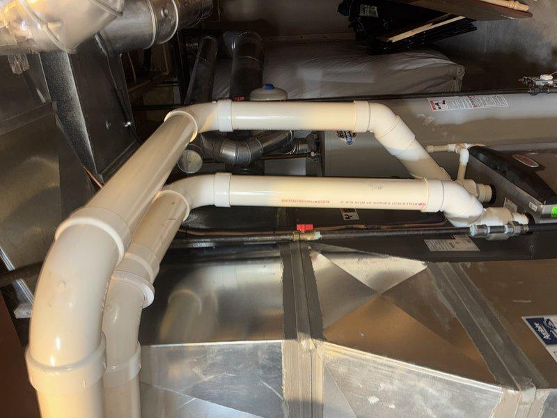 Completed routine MVP Heating Visit on a 6-year-old system. Inspected mechanical room including PVC condensate drainage pipes, ductwork, and associated valves. Verified proper installation of all components and confirmed system operation is within normal parameters.