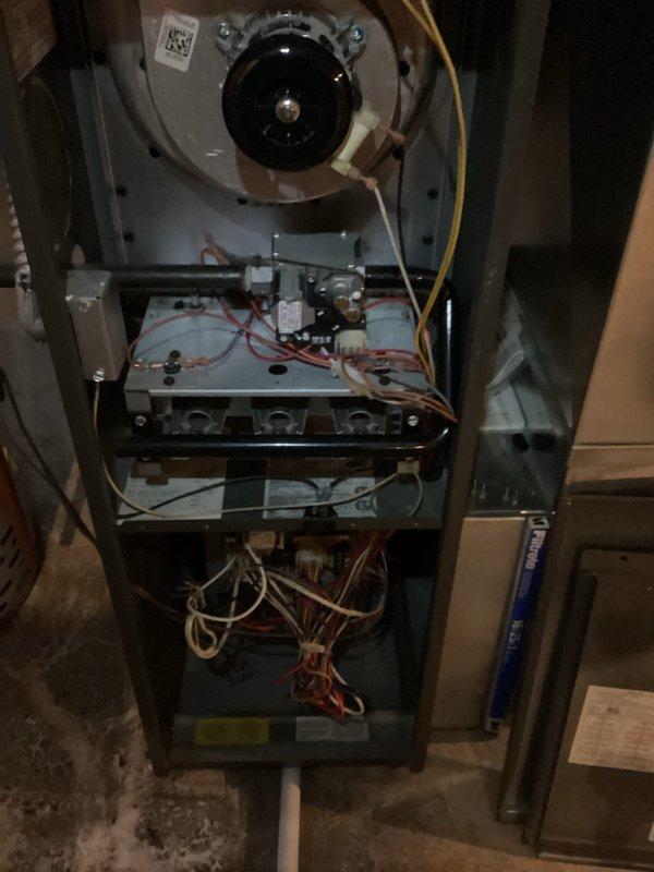 Performed scheduled MVP heating maintenance service. Inspected furnace internal components including blower motor assembly, gas valve, control board, and wiring connections. Replaced air filter with new 6x25x1 pleated filter to ensure optimal system performance and air quality.